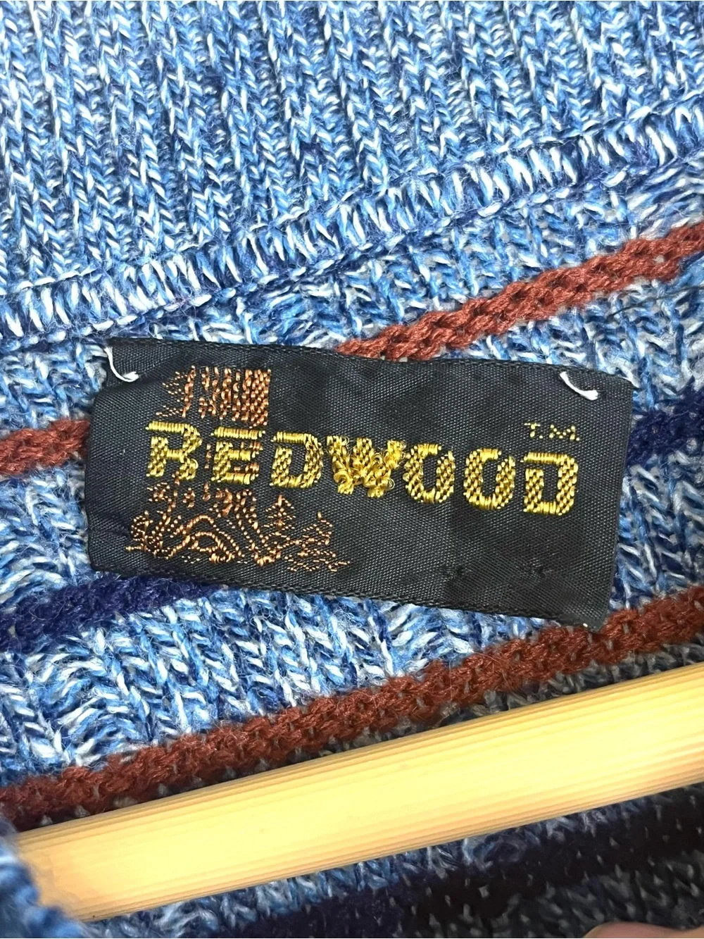 Vintage Redwood Men's Lightweight Blue & Red Striped Crewneck Sweater